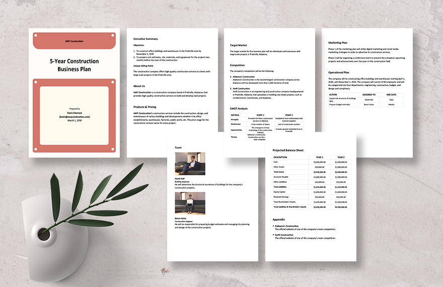 5 Year Construction Business Plan Template