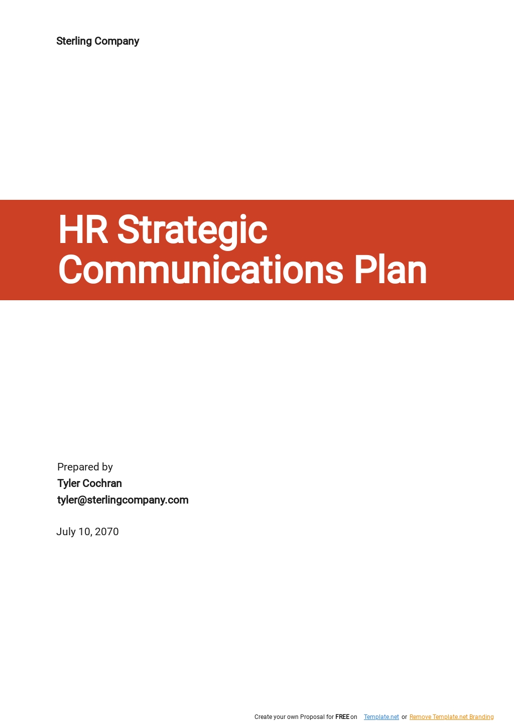 HR Strategic Communications Plan Template
