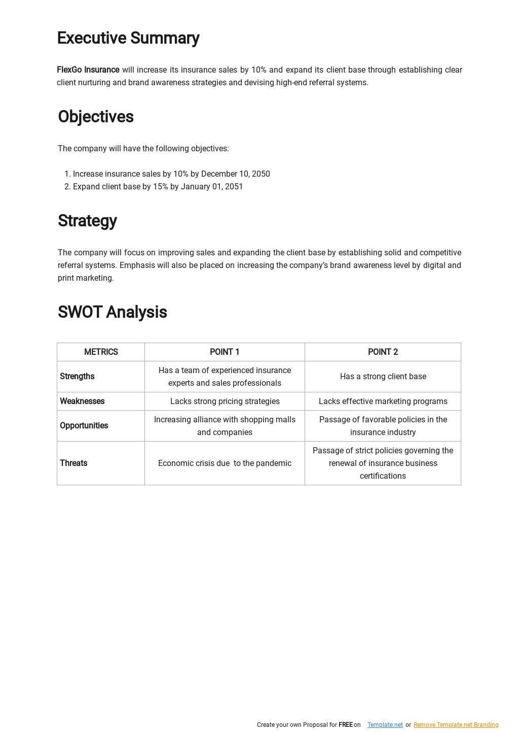 Insurance Sales Strategy Plan Template [Free PDF] - Google Docs, Word ...