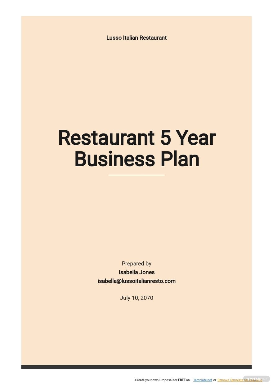Restaurant 5 Year Business Plan Template 