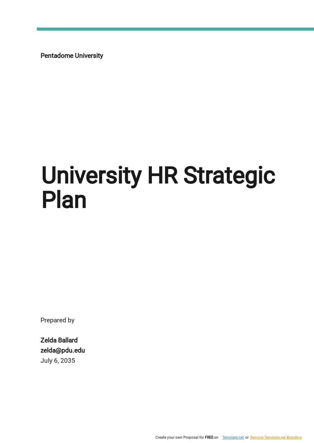 Free University HR Strategic Plan Template