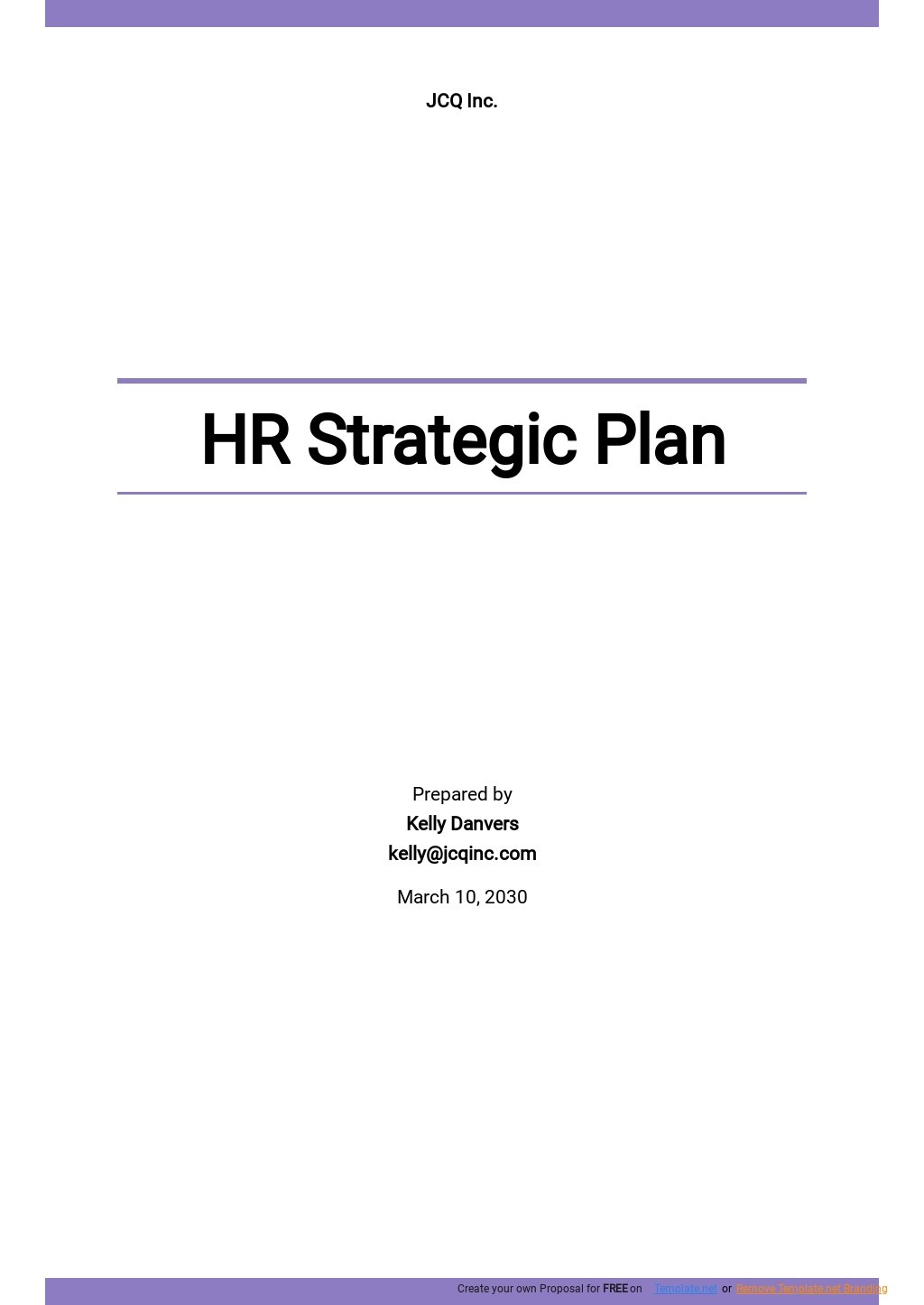Simple HR Strategic Plan Template