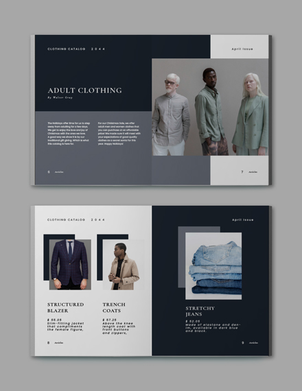 Sample Simple Clothing Catalog Template