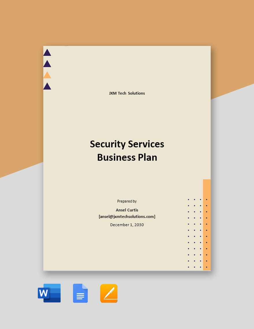 Security Services Business Plan Template in Word, Google Docs, Apple Pages