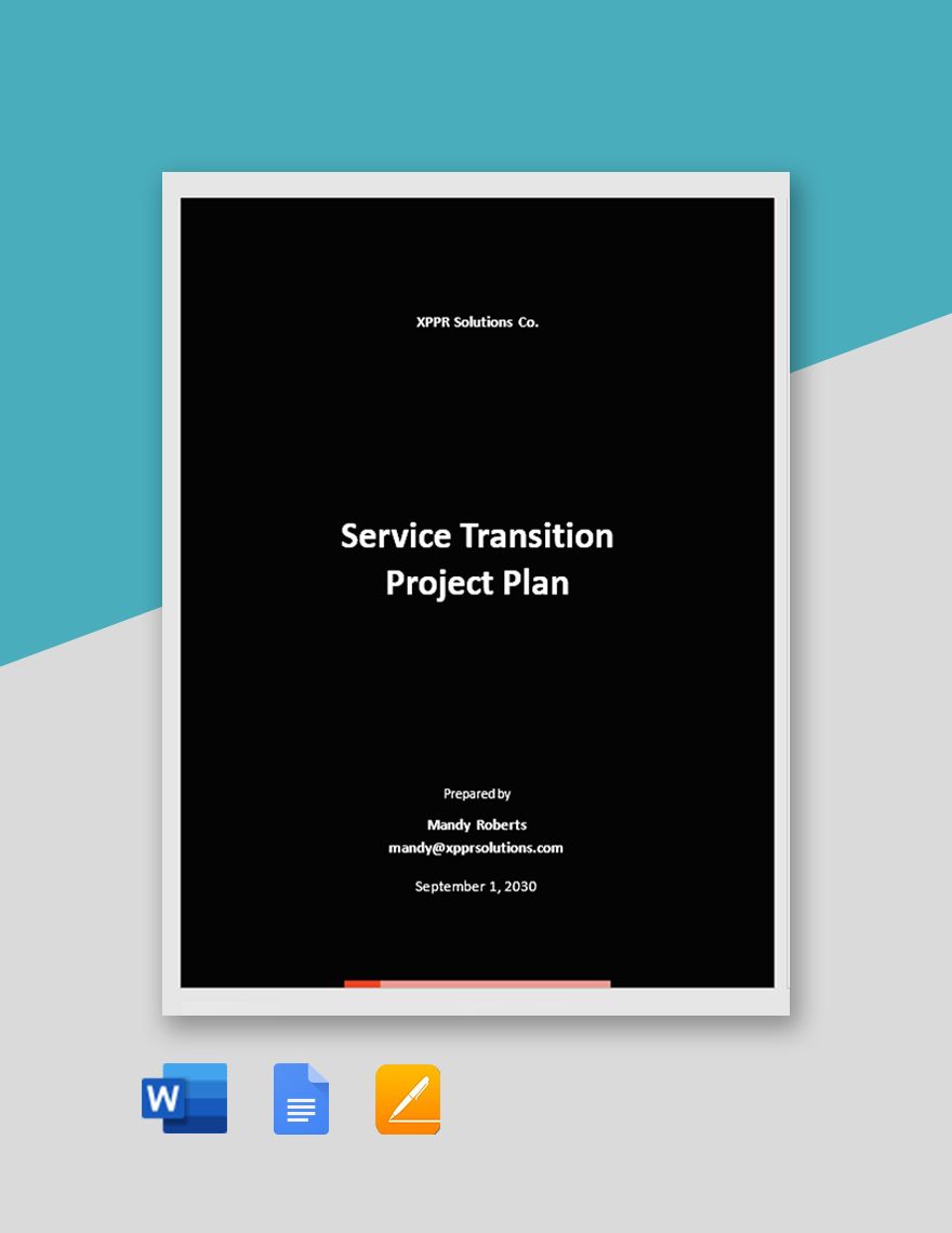 Service Transition Project Plan Template in Word, Google Docs, Apple Pages