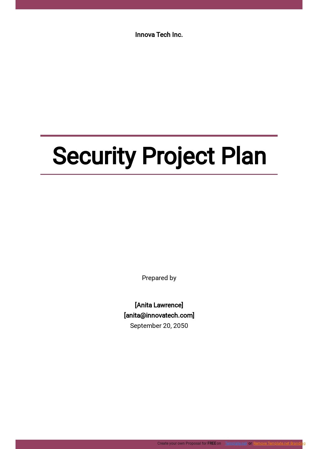 security company business plan template