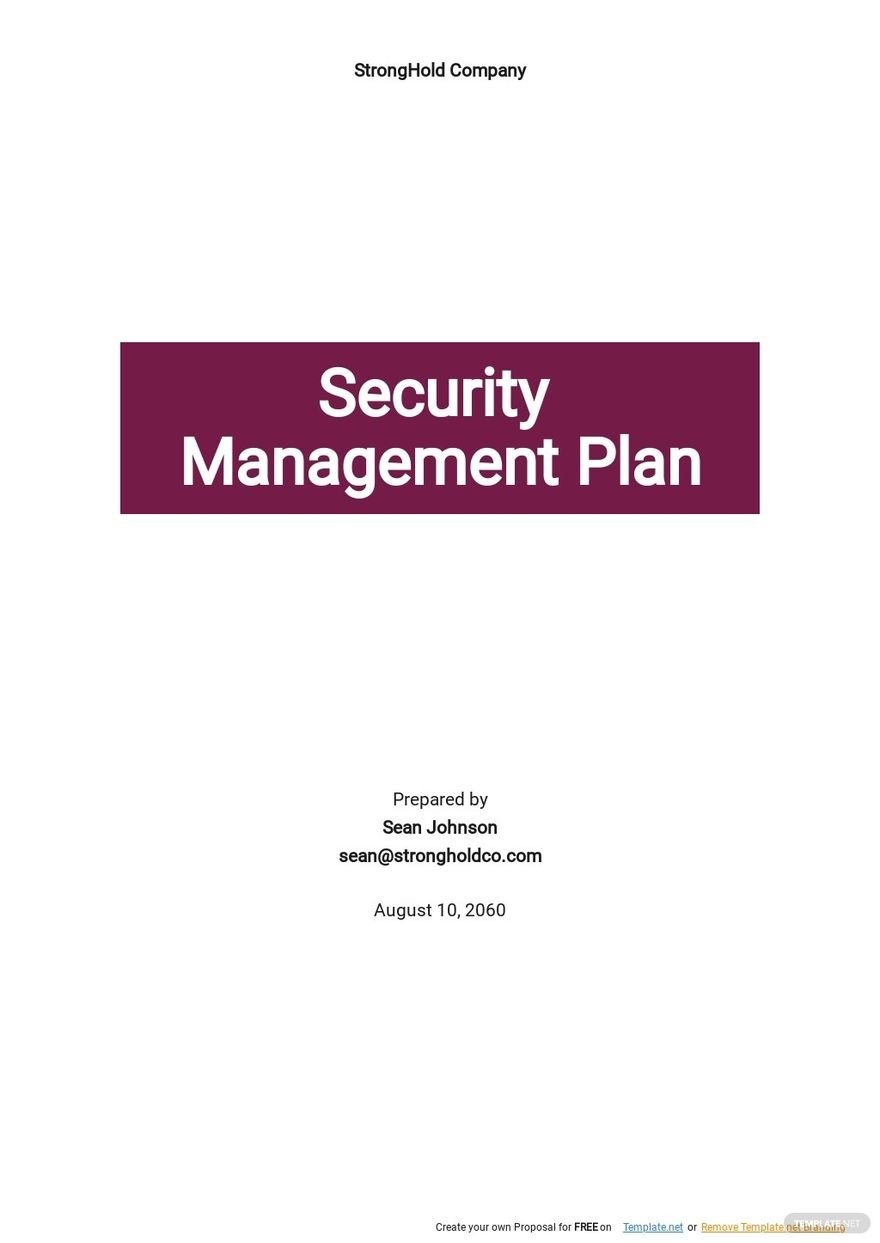 Free Security Management Plan Template