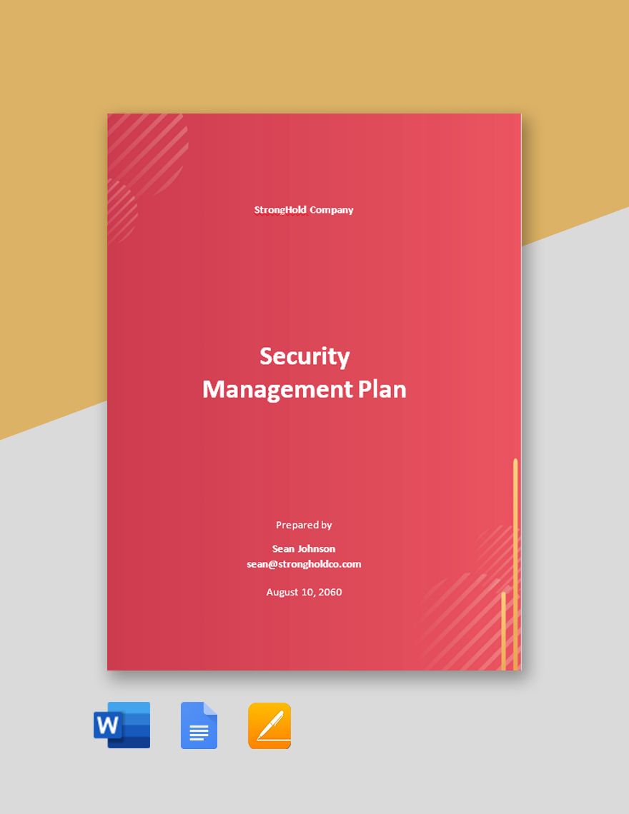 Security Management Plan Template in Word, Google Docs, Apple Pages