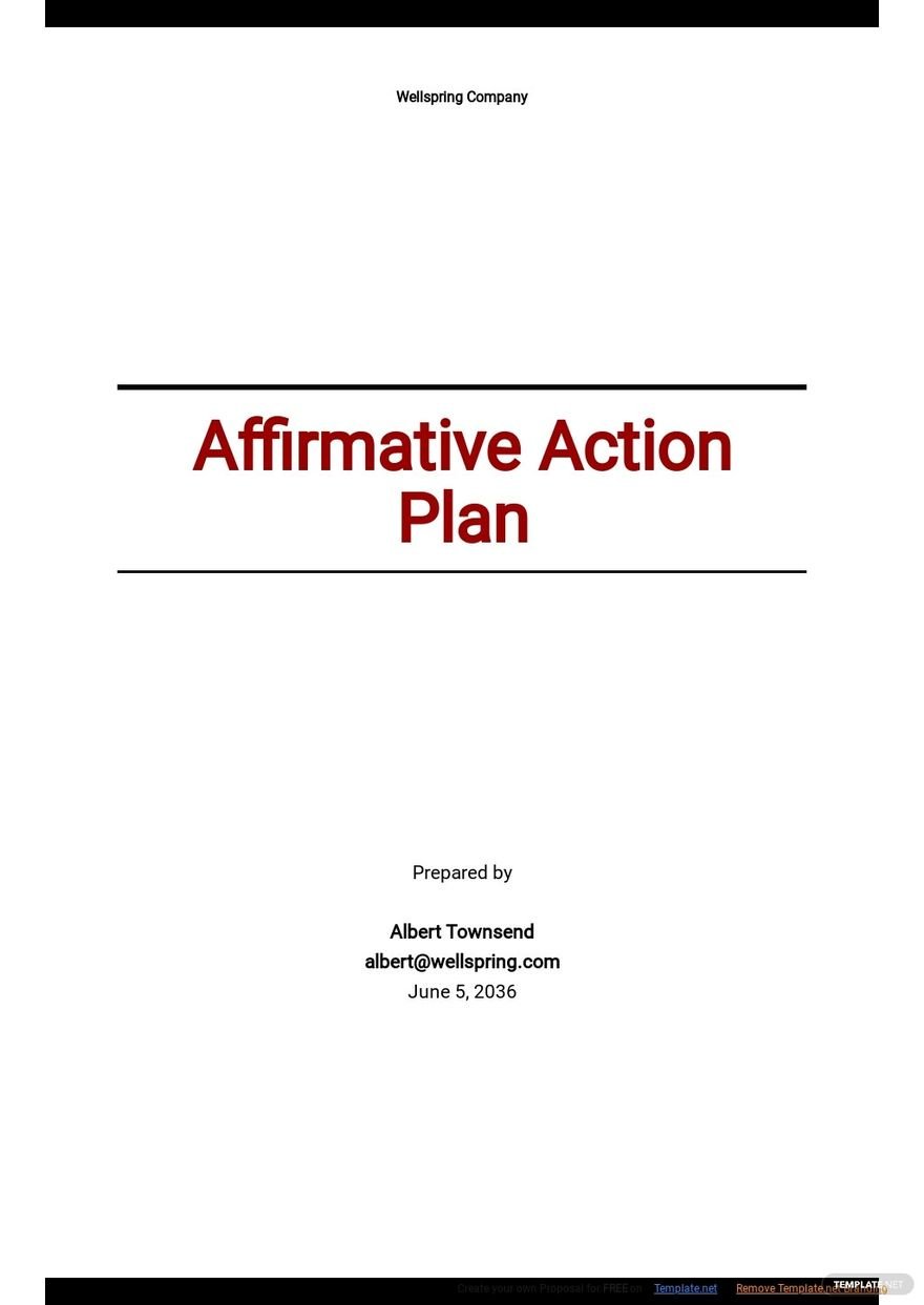 Affirmative Action Plans Templates Format, Free, Download