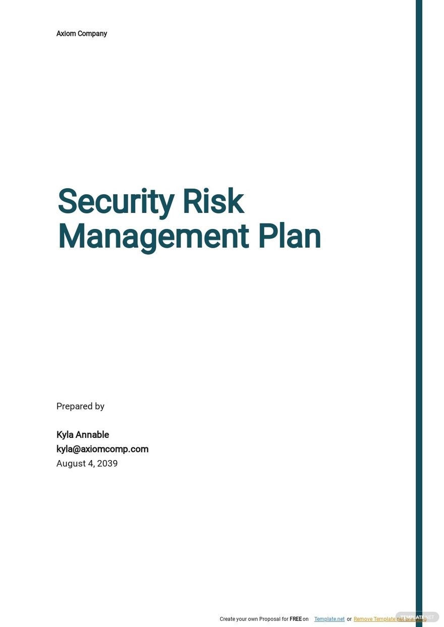 Security Risk Management Plan Template