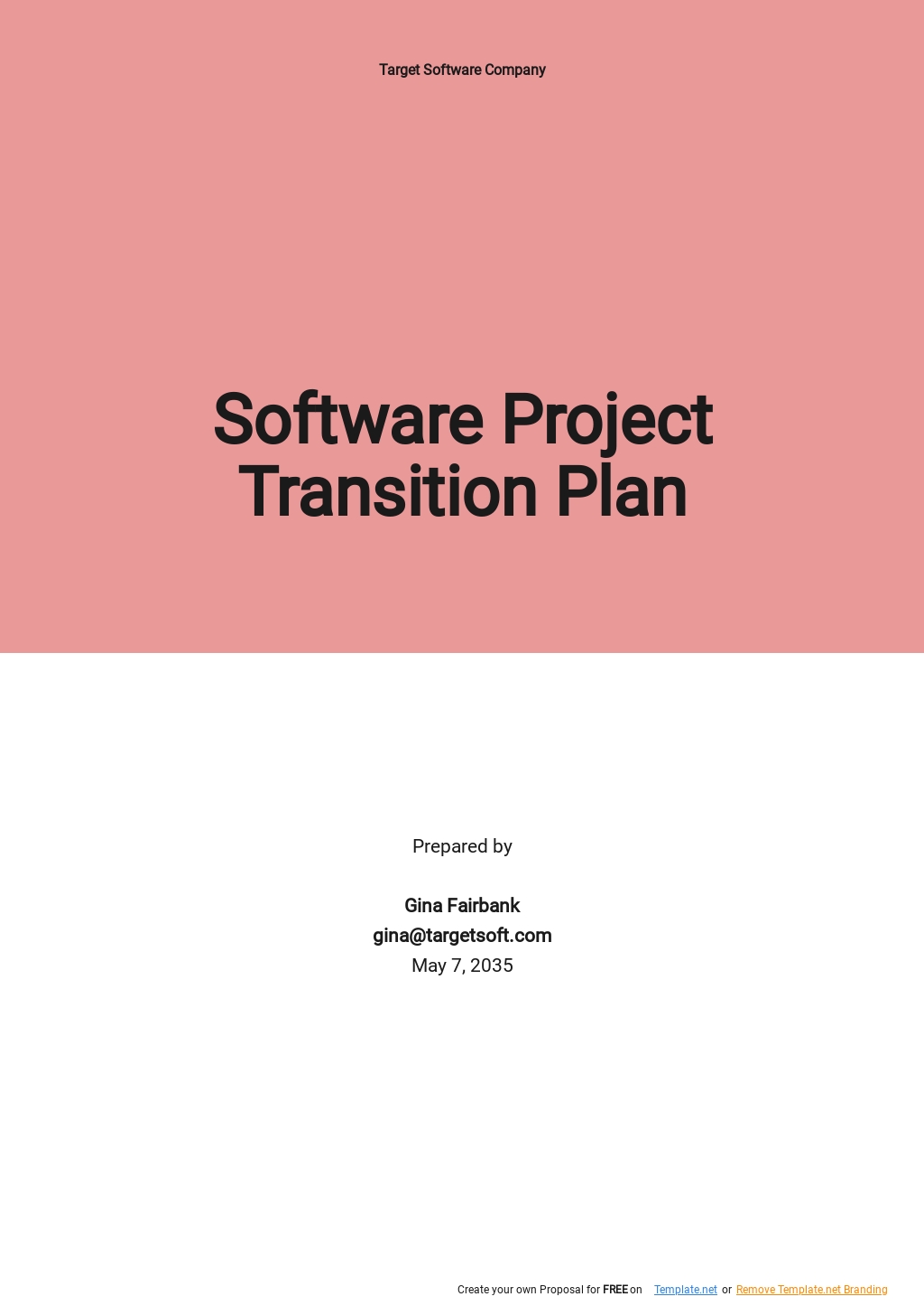 Software Project Transition Plan Template