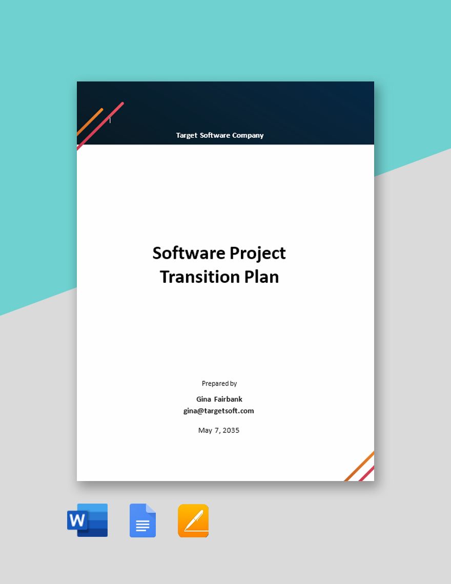 Software Project Transition Plan Template in Word, Google Docs, Apple Pages