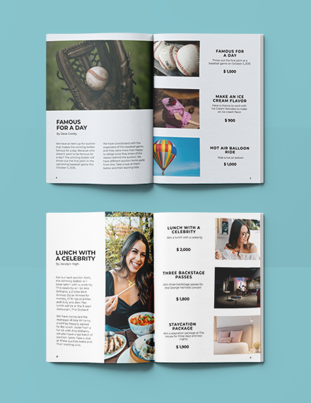 Charity Auction Catalog Template Indesign Word Template Net