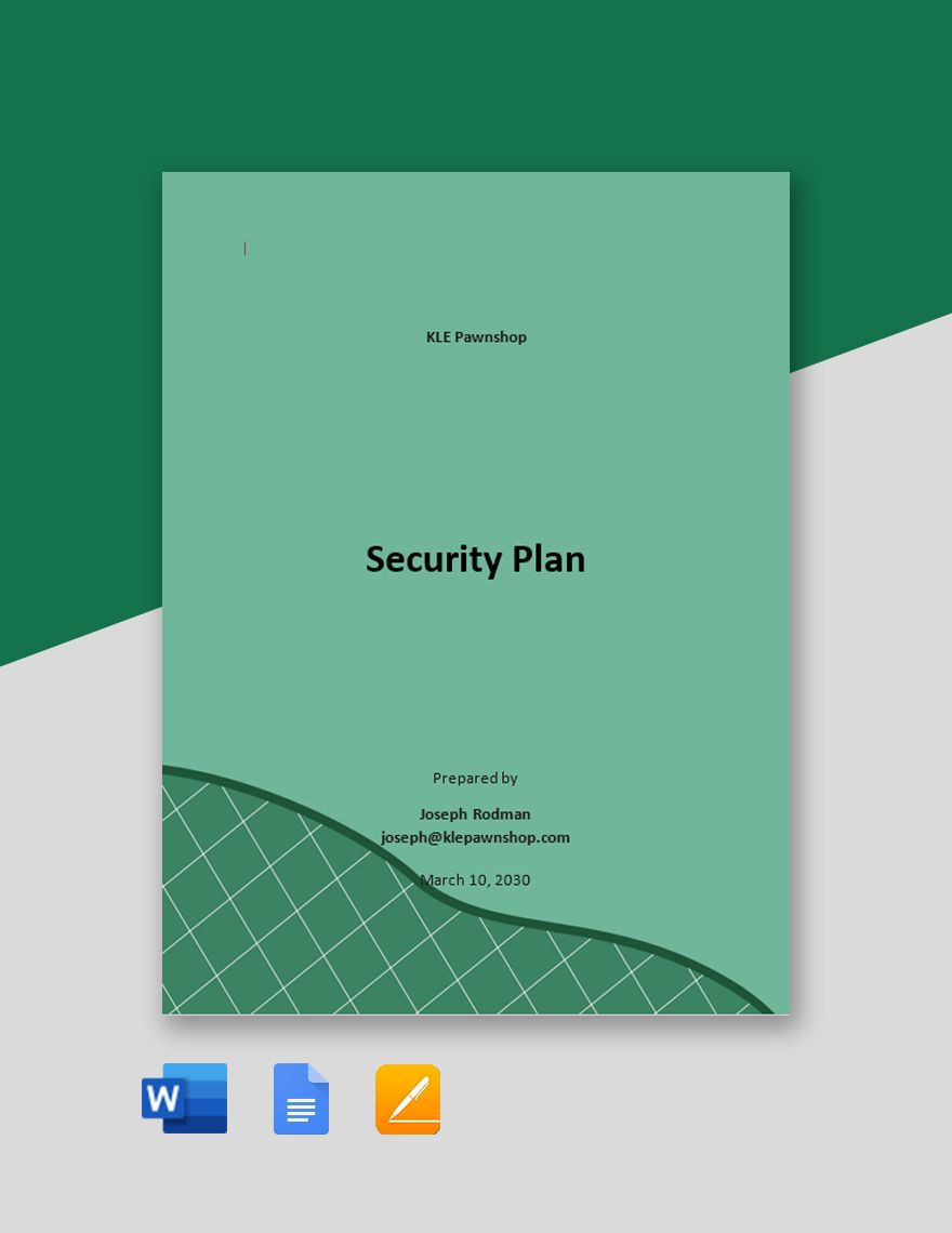 Security Plan Template in Word, Google Docs, Apple Pages