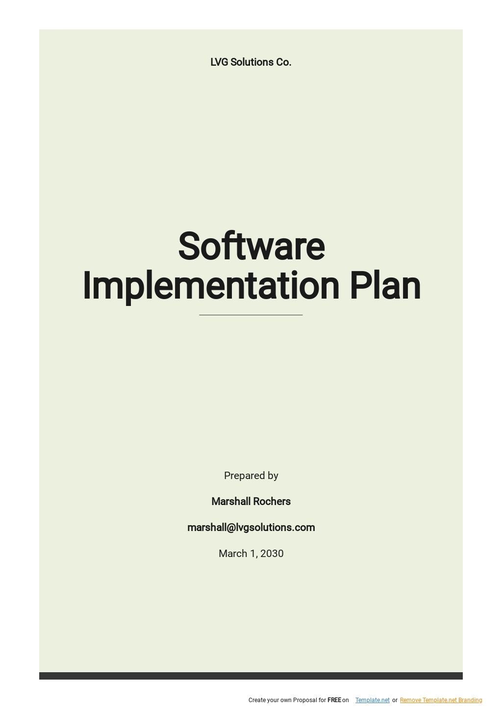 Simple Software Implementation Plan Template - Google Docs, Word, Apple ...