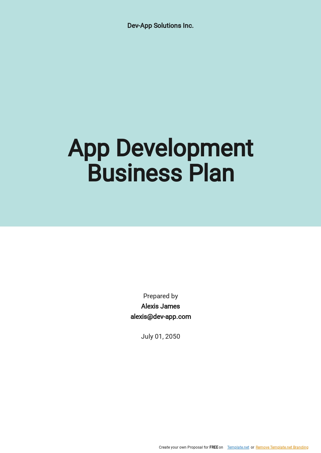 business plan template for developing an app