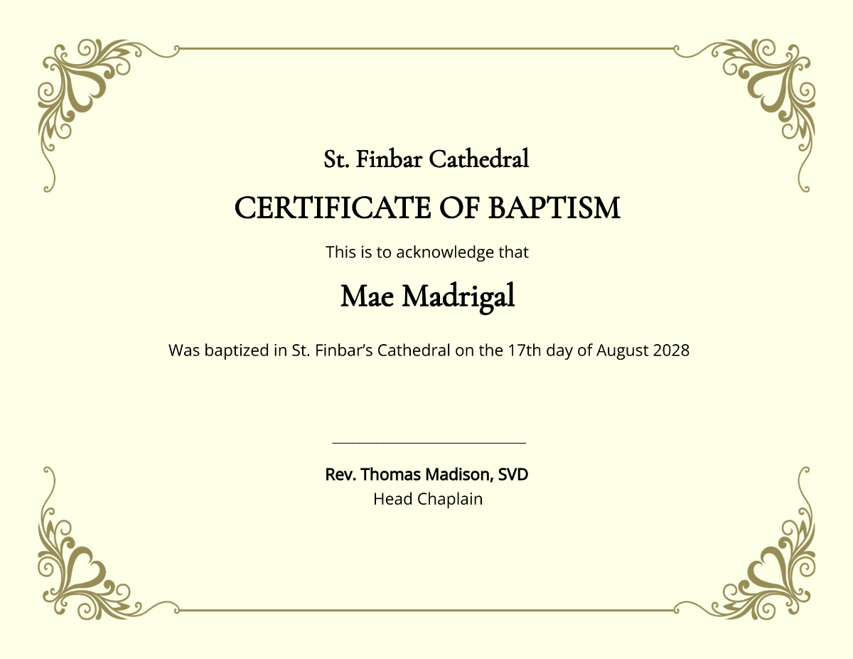 Free Baptism Certificate - Edit Online & Download | Template.net