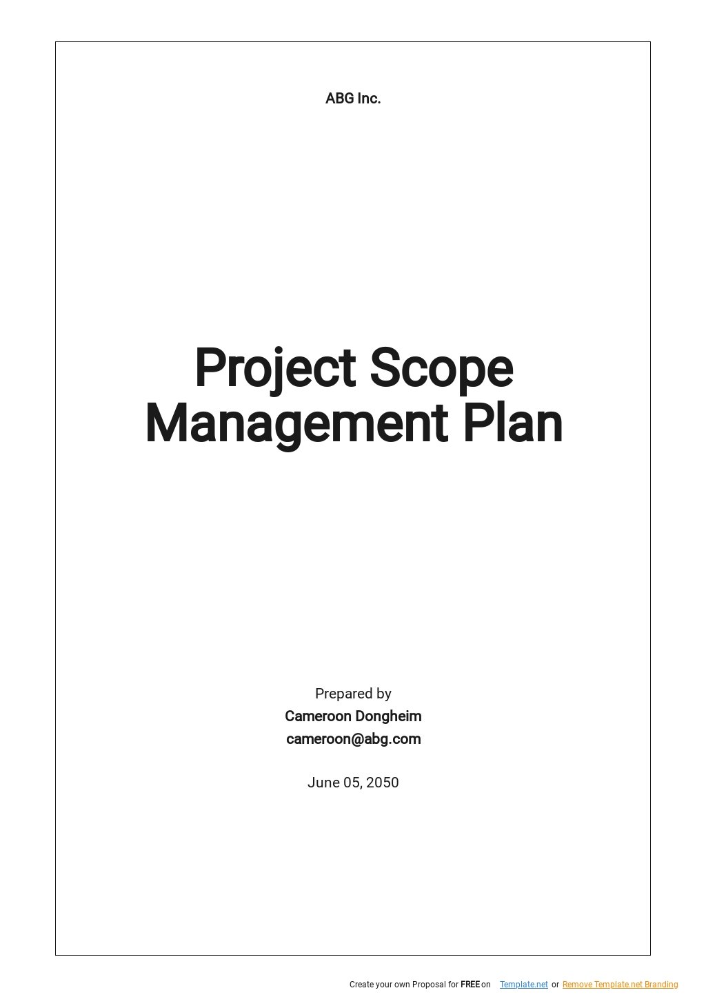 Simple Project Scope Management Plan Template