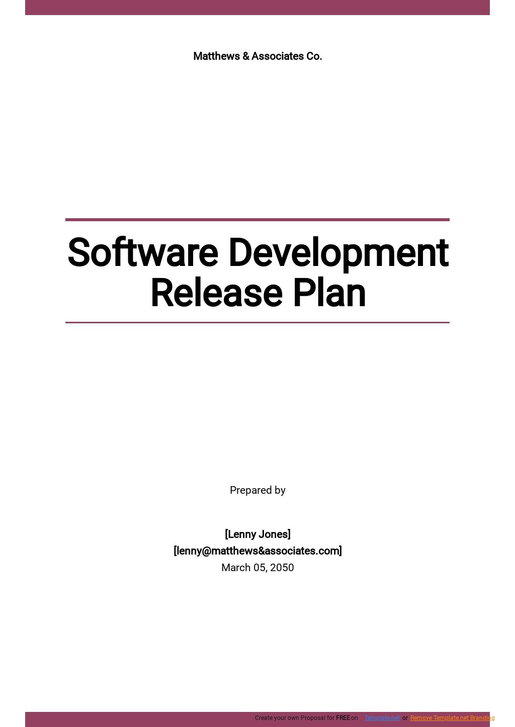 Software Release Plan Template Word