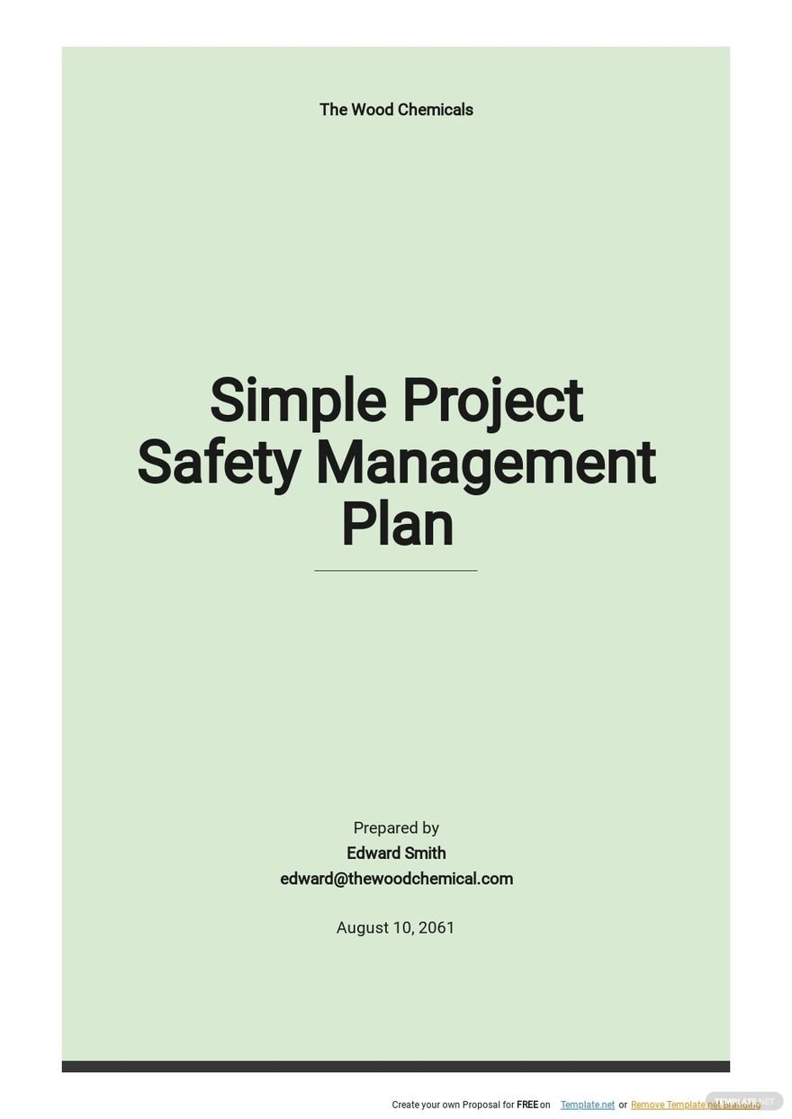 Simple Project Safety Management Plan Template  in Word, Google Docs, Apple Pages