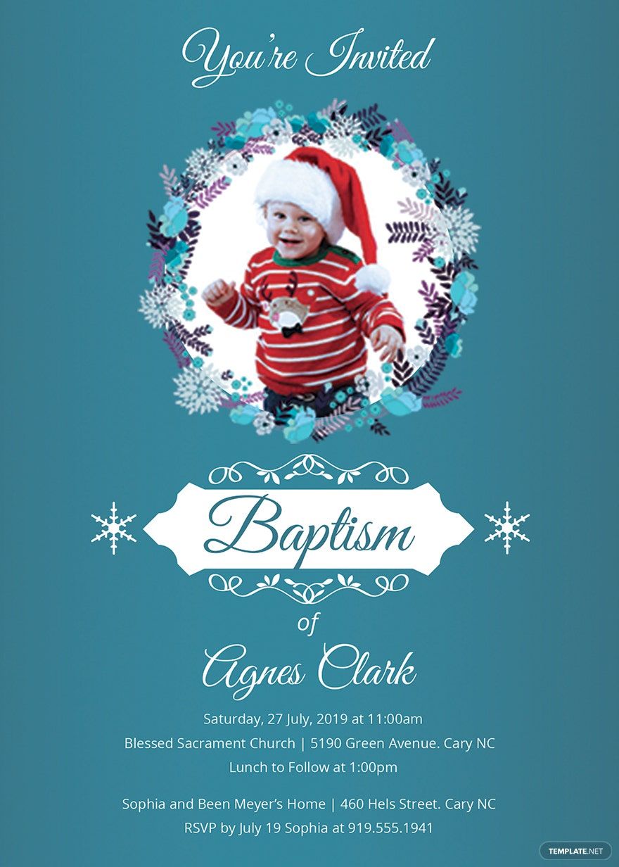 Blue Christening Baptism Invitation Template Word PSD Publisher 