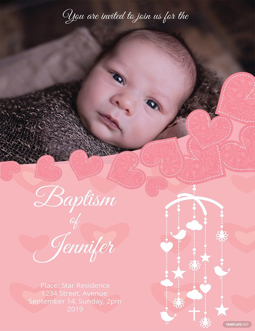 Printable Christening Baptism Invitation Card Template