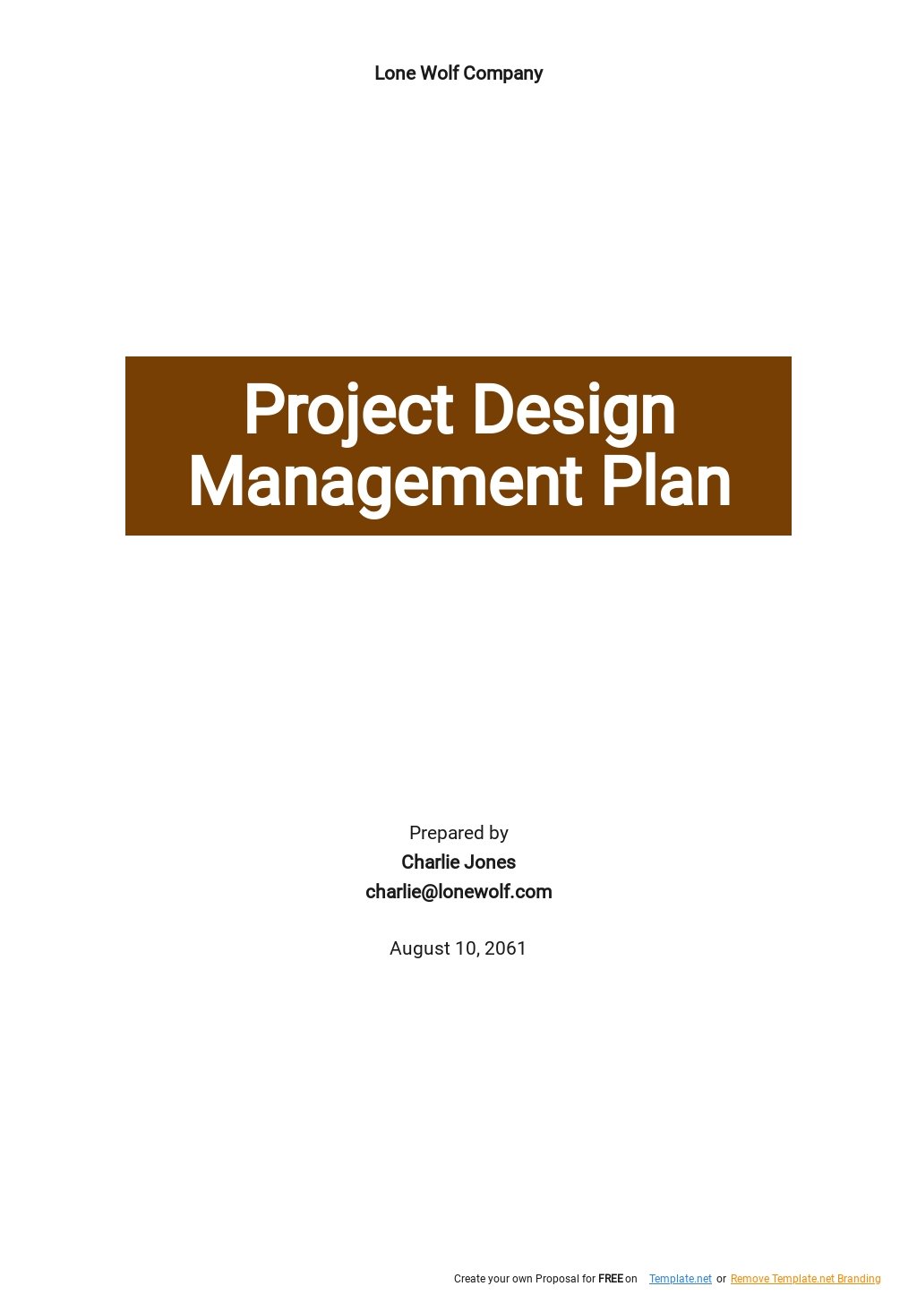 Free Simple Project Design Management Plan Template