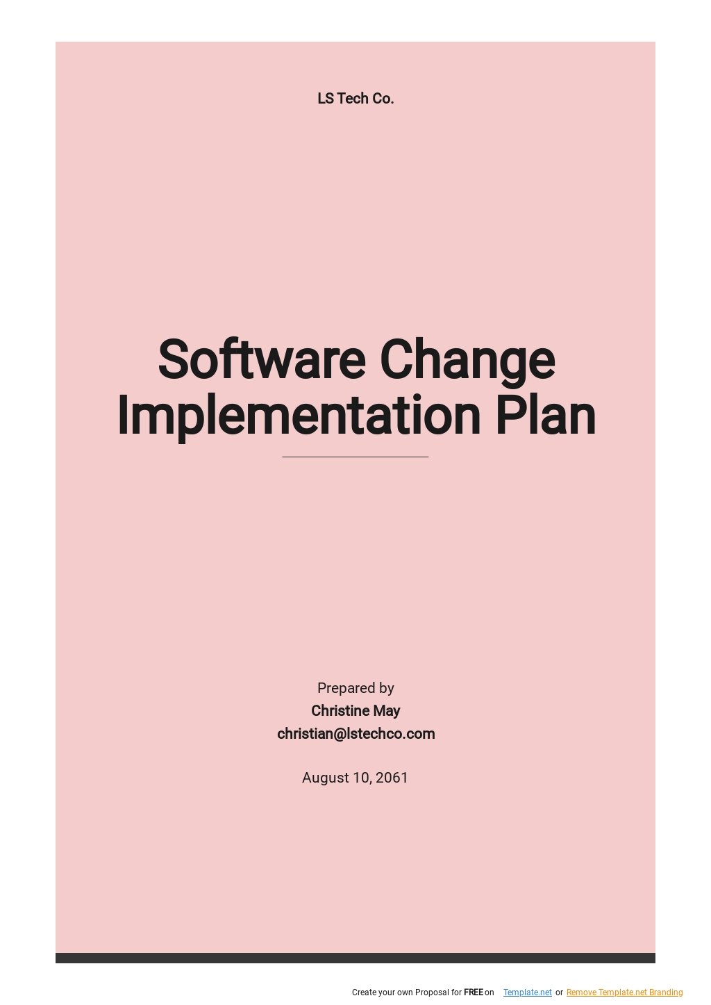 Software Change Implementation Plan Template