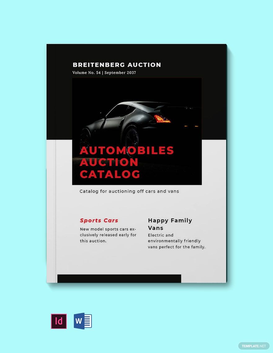 Automobiles Auction Catalog Template