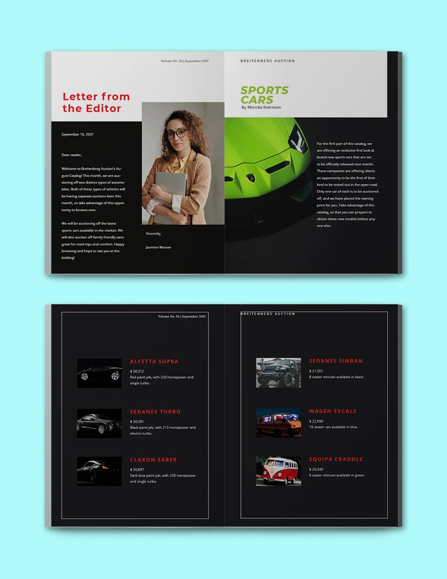 Automobiles Auction Catalog Template Download in Word, PDF, InDesign