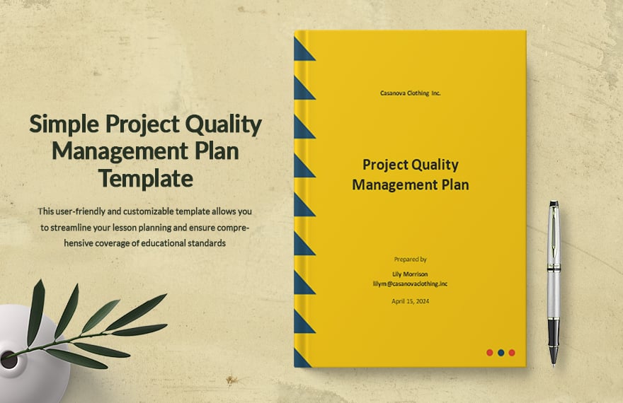 Simple Project Quality Management Plan Template in Word, Google Docs, Apple Pages