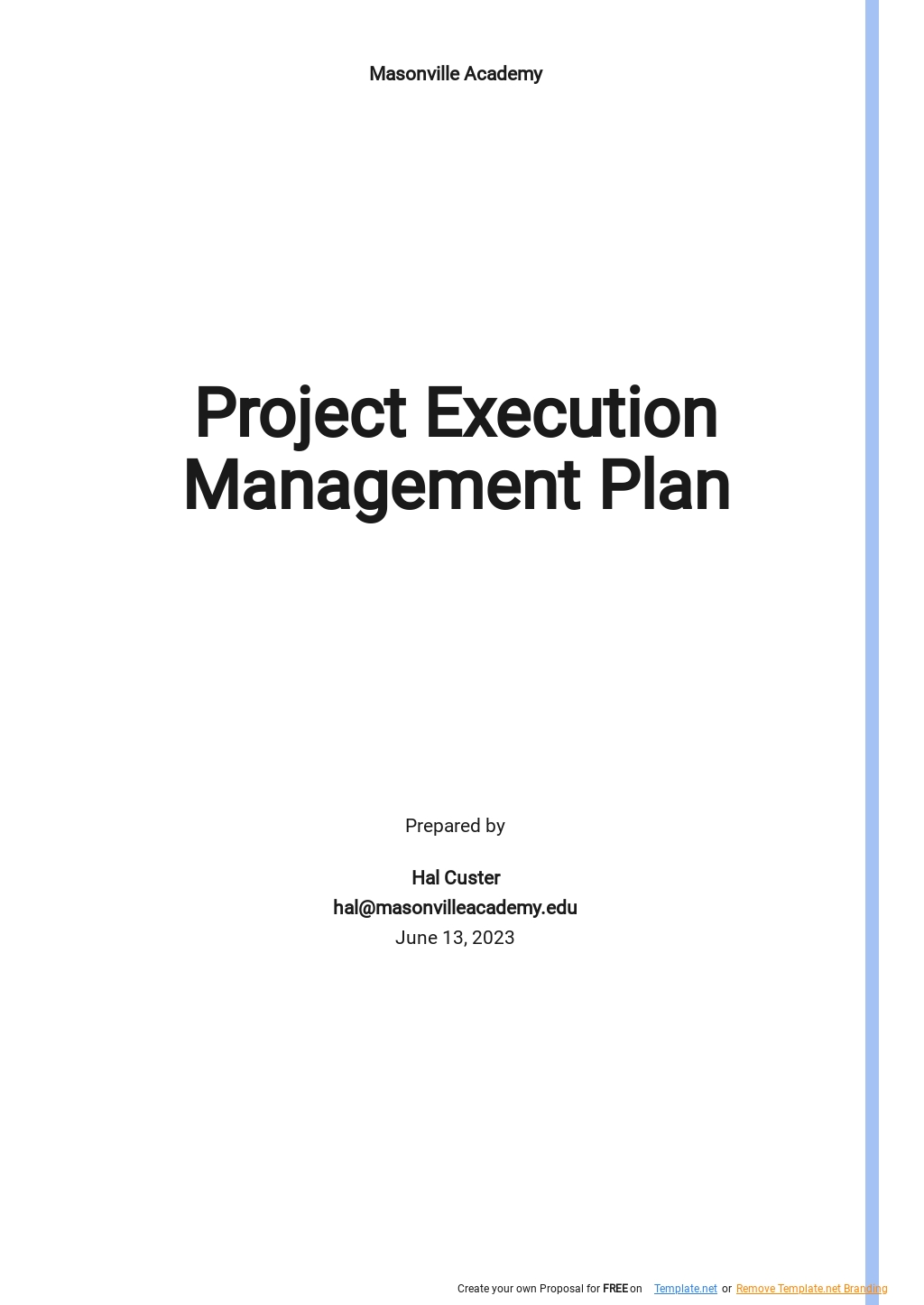 Simple Project Execution Management Plan Template Google Docs, Word