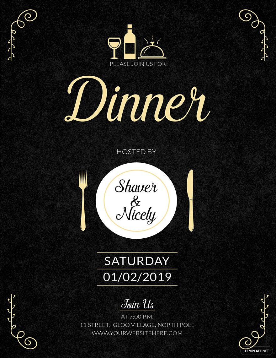 dinner invitation card template - word, psd, publisher | template