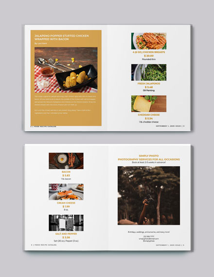 Food Recipe Catalog Format
