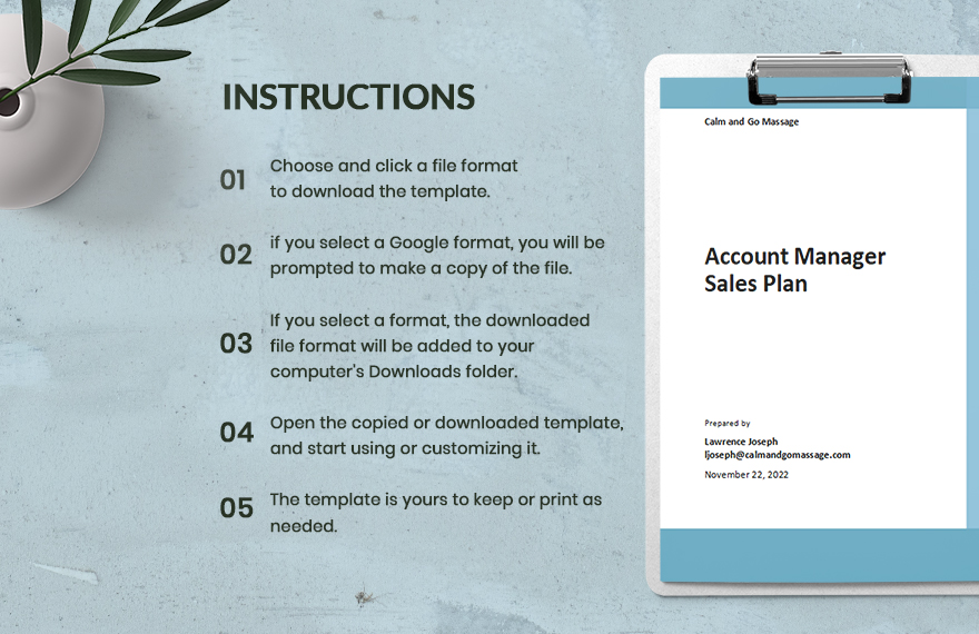 Account Manager Sales Plan Template