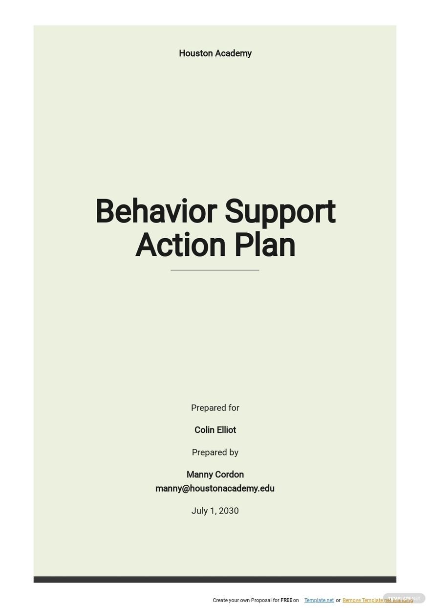 Behavior Support Action Plan Template Template net