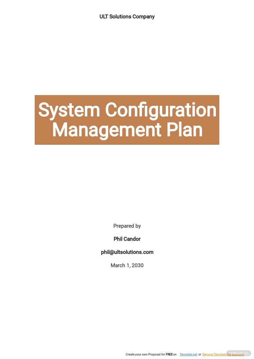 Configuration Management Plan Template