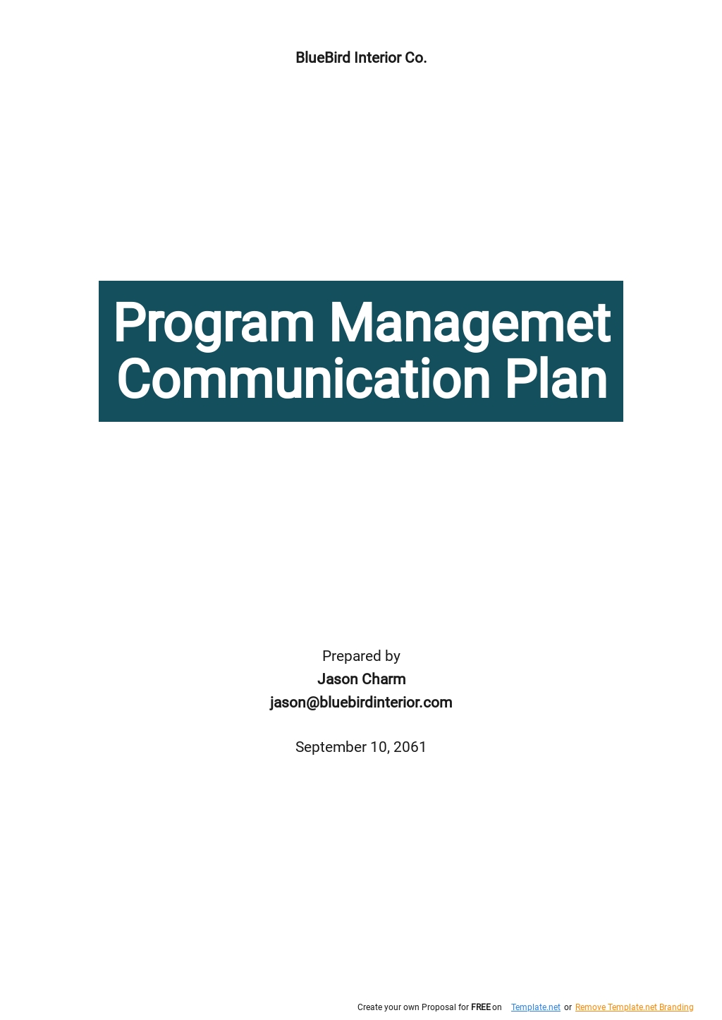 Program Management Communication Plan Template 