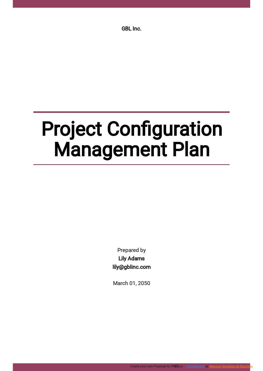 Project Configuration Management Plan Template - Google Docs, Word ...