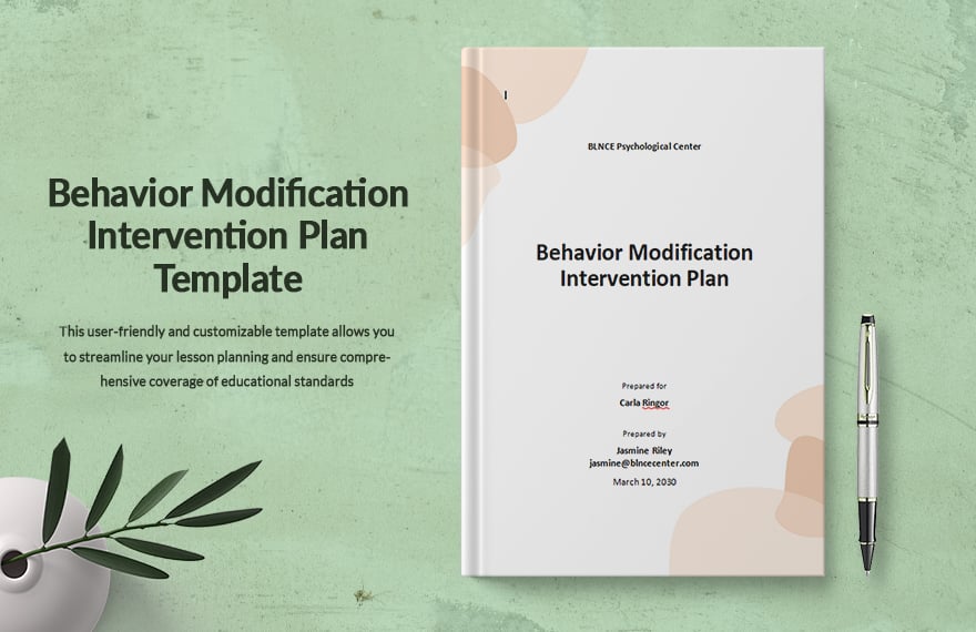 Behavior Modification Intervention Plan Template