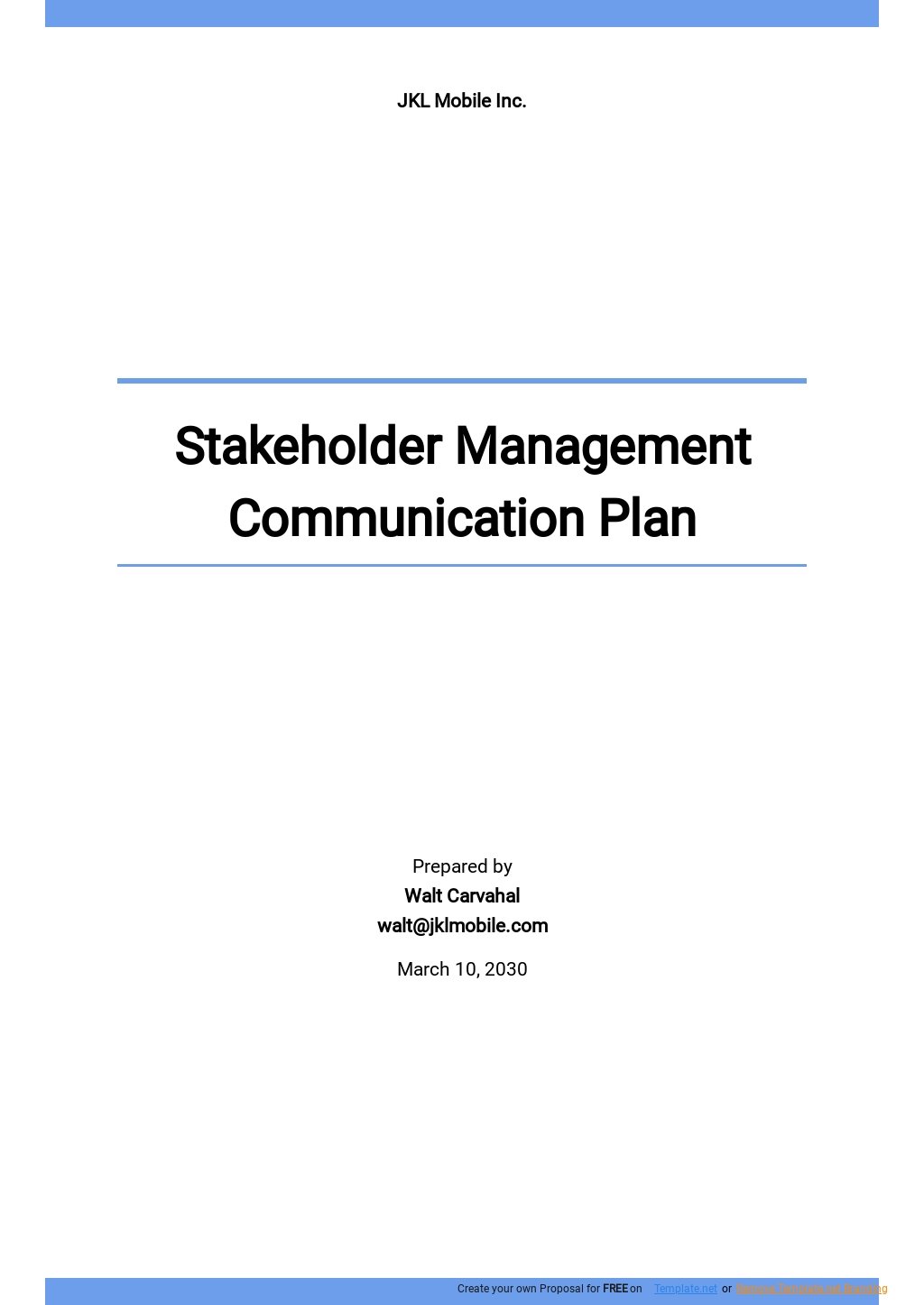 Stakeholder Management Communication Plan Template