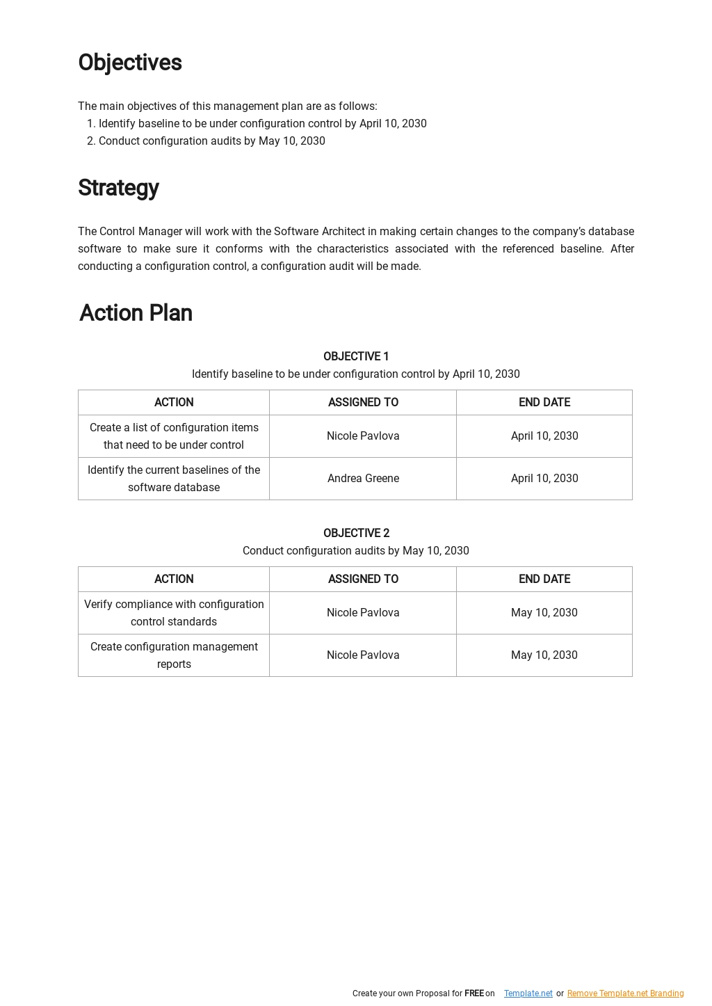 Agile Configuration Management Plan Template