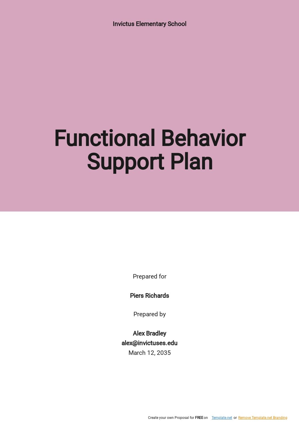 Functional Behavior Support Plan Template