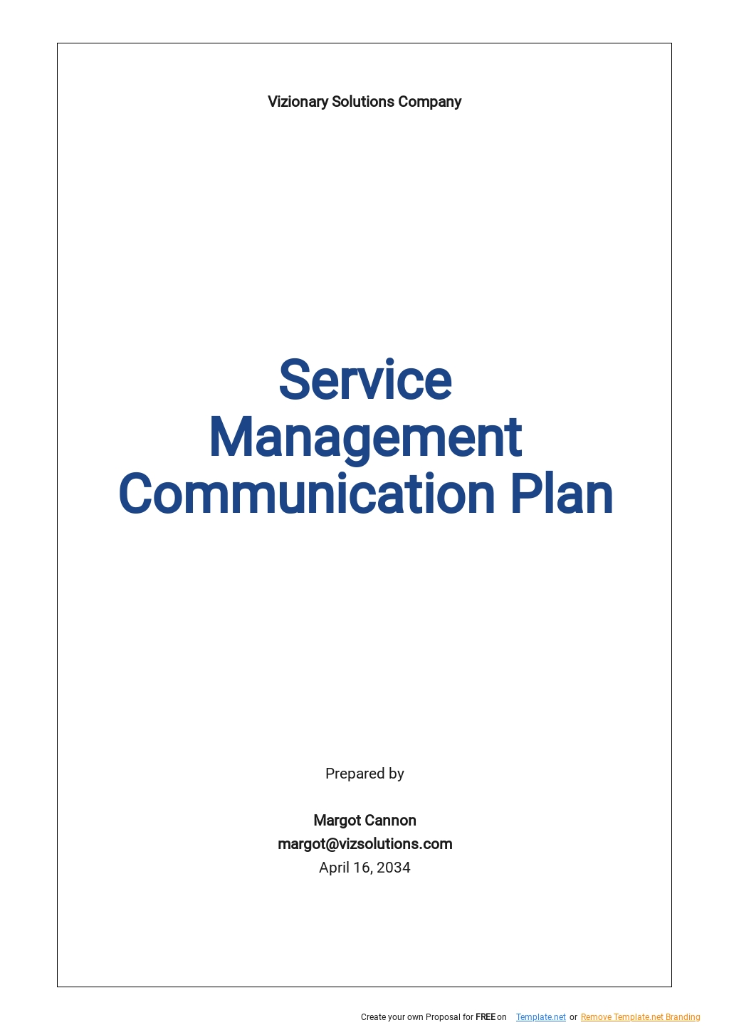 Free Service Management Communication Plan Template