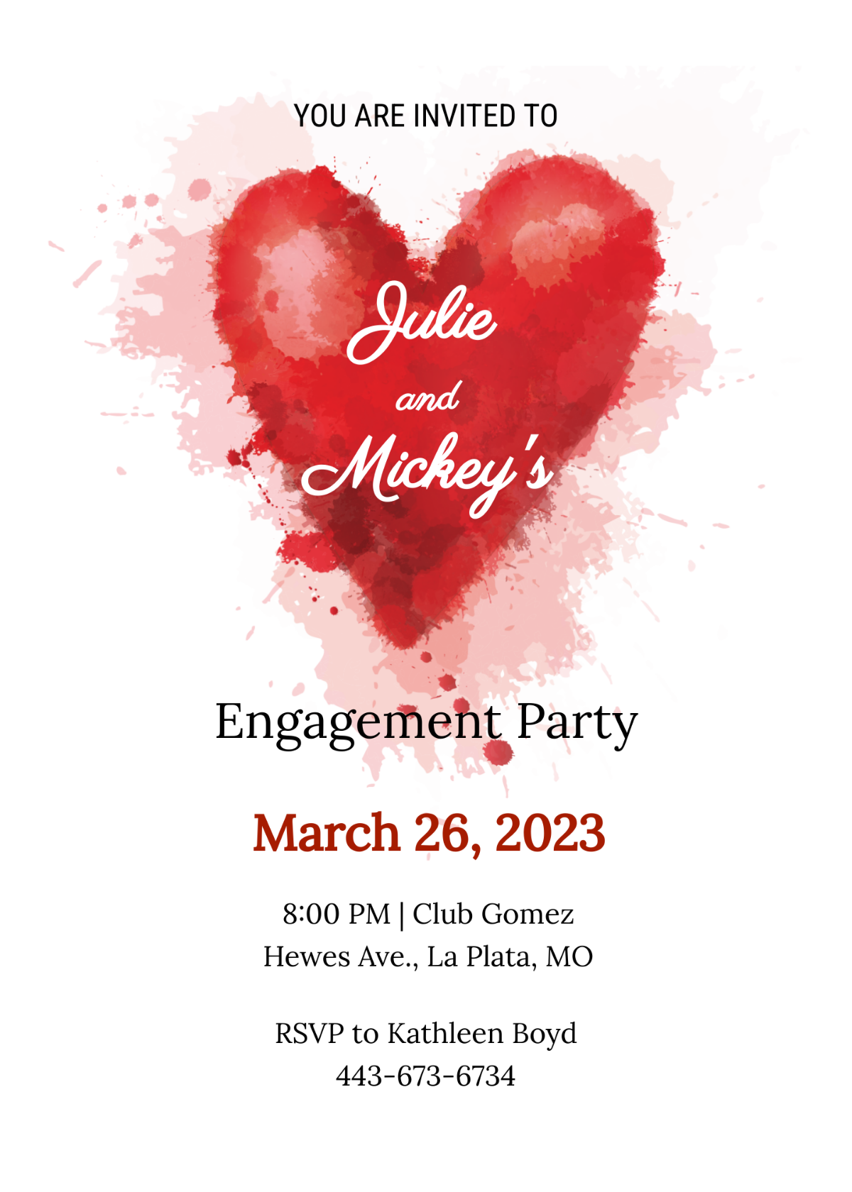 Colorful Engagement Invitation Card Template