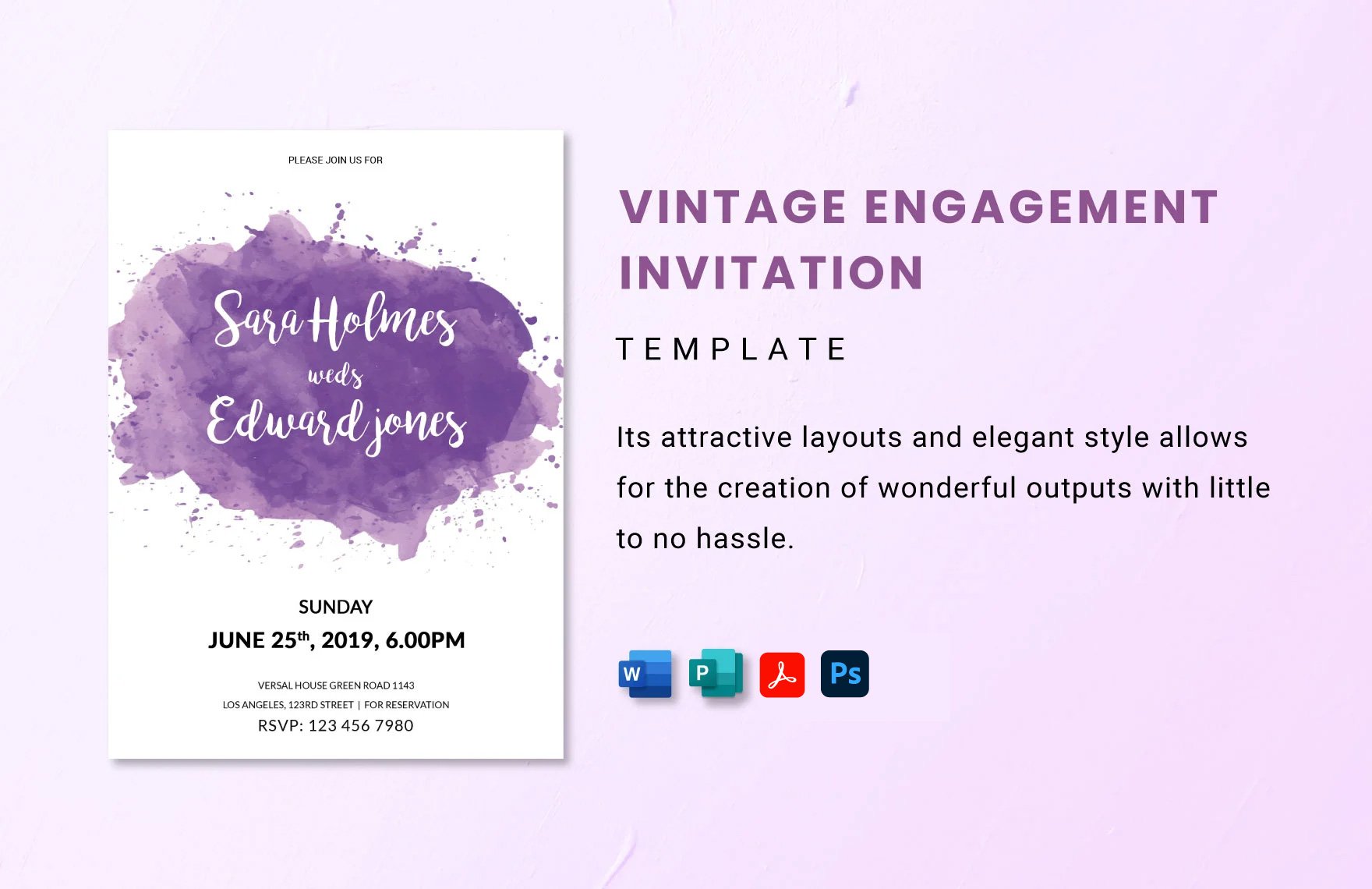 Vintage Engagement Invitation Template