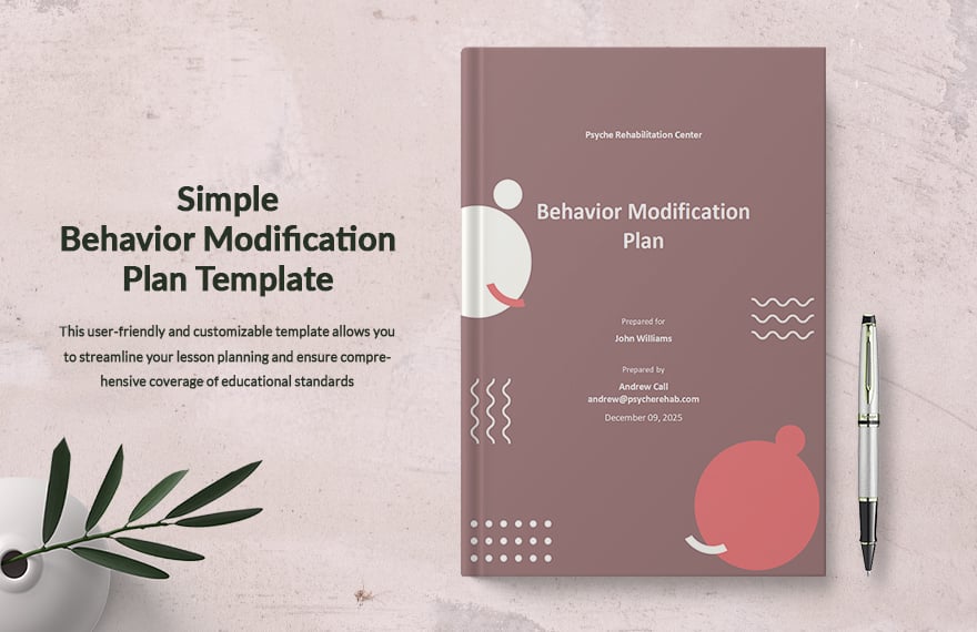 Simple Behavior Modification Plan Template