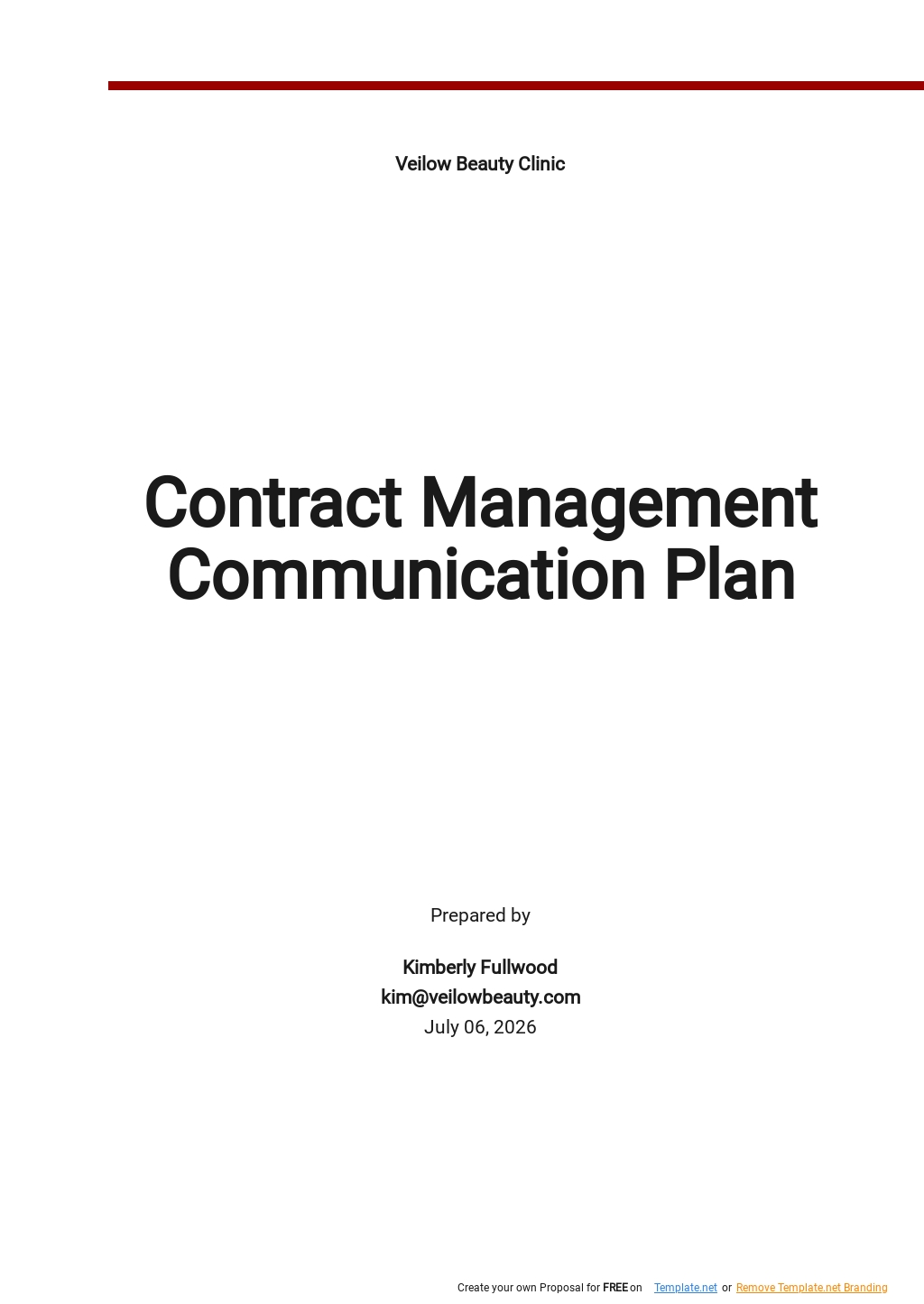Contract Management Communication Plan Template
