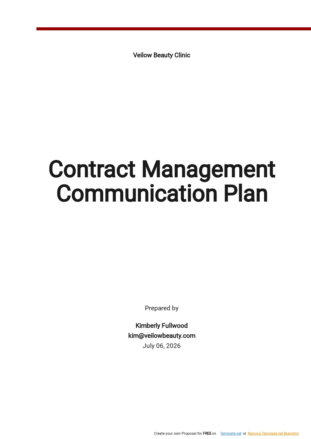 Contract Management Communication Plan Template Google Docs Word 