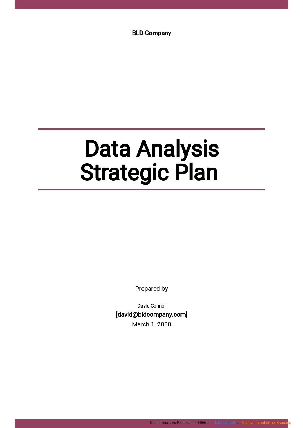 Data Analysis Strategic Plan Template